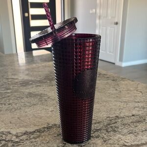 Starbucks Burgundy Textured Tumbler with Lid and Straw